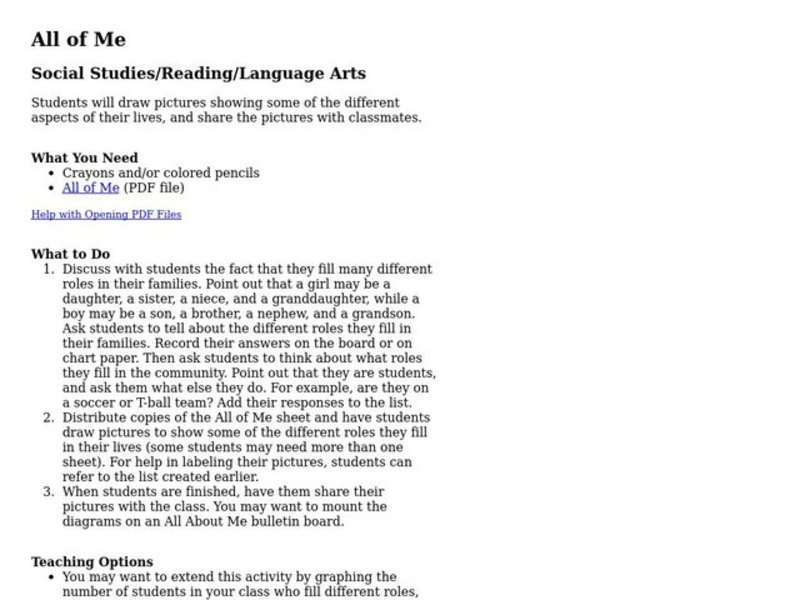 All of Me Lesson Plan