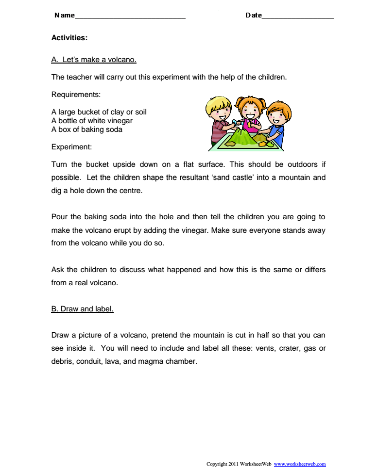 Learning about Volcanoes Activity