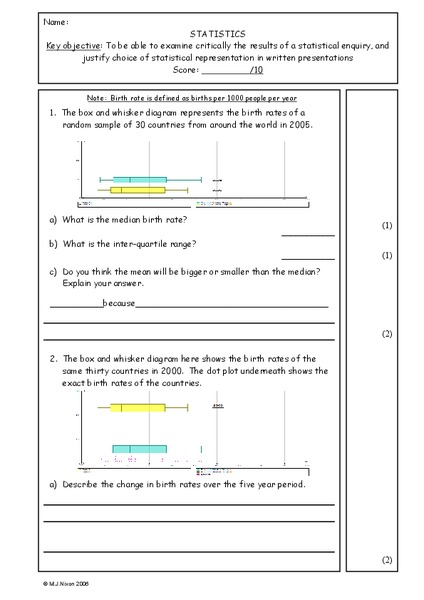 Statistics Worksheet