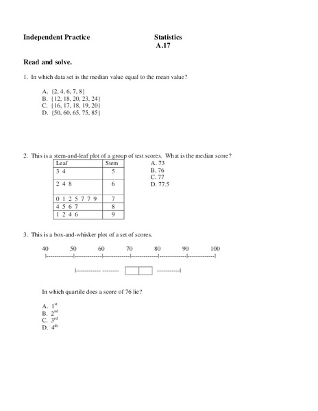 Statistics Worksheet