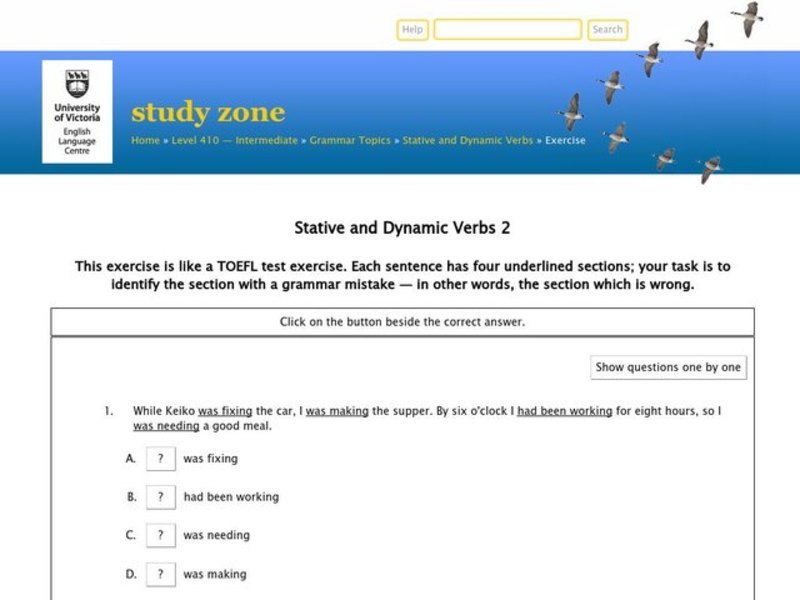 Stative and Dynamic Verbs Interactive