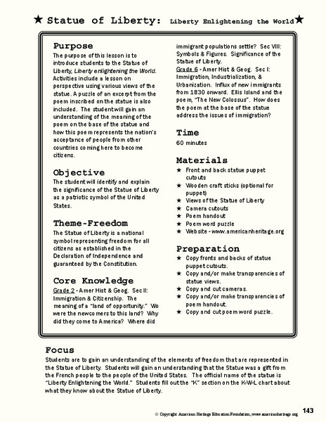Statue of Liberty Lesson Plan