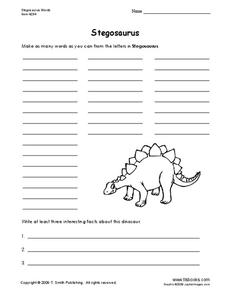 Stegosaurus Worksheet