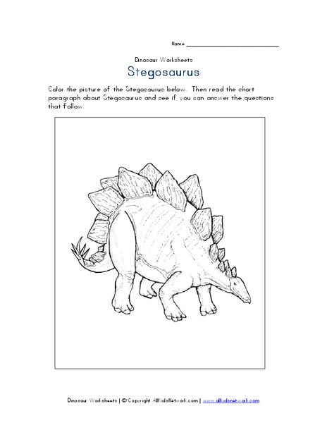 Stegosaurus Worksheet