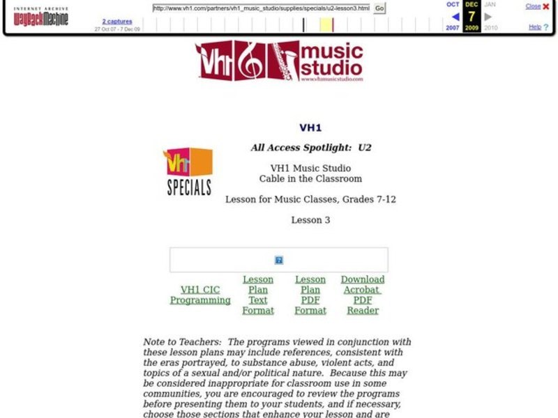 All Access Spotlight:  U2 Lesson Plan