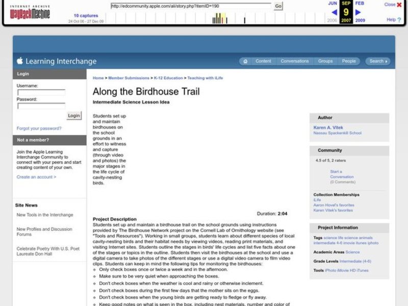 Along the Birdhouse Trail Lesson Plan