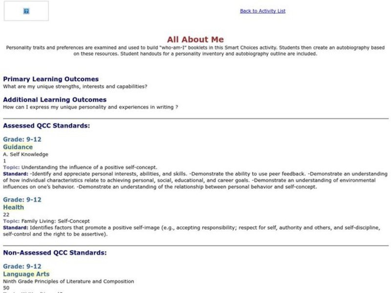 All About Me Lesson Plan