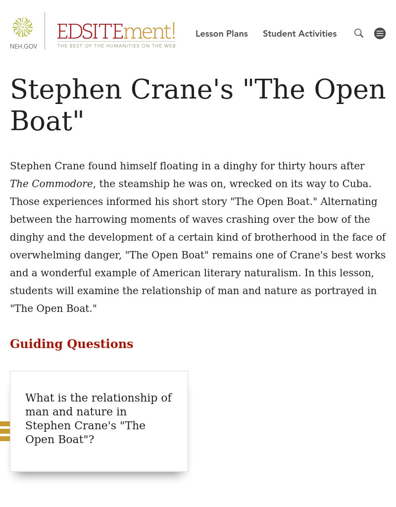 Stephen Crane's "The Open Boat" Lesson Plan
