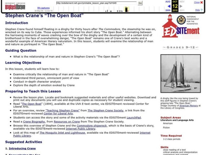Stephen Crane's "The Open Boat" Lesson Plan