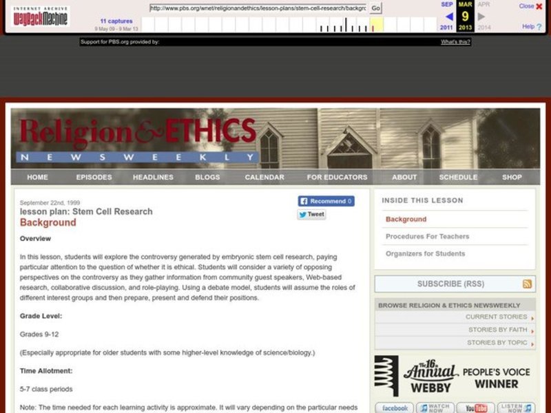 Stem Cell Research Lesson Plan