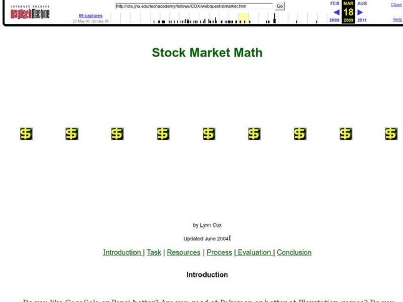 Stock Market Math Lesson Plan