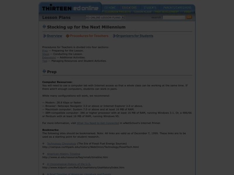 Stocking up for the Next Millennium Lesson Plan