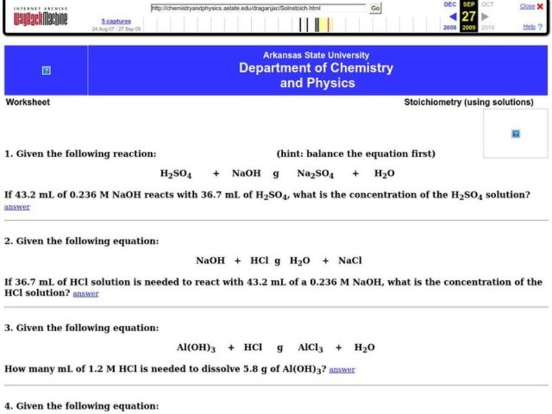 Stoichiometry Worksheet