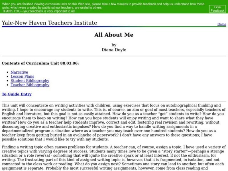 All About Me Lesson Plan