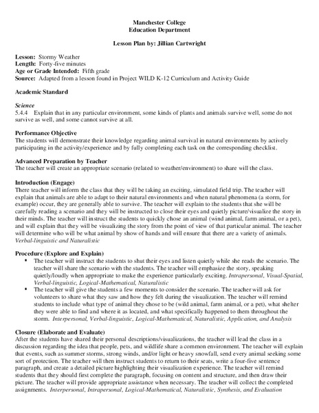 Stormy Weather  Lesson Plan