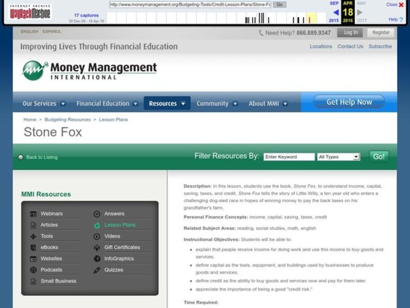 Stone Fox Lesson Plan