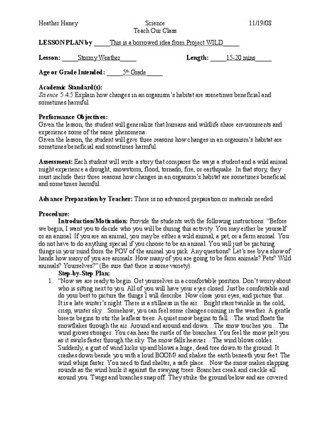 Stormy Weather Lesson Plan