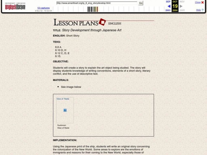 STORY DEVELOPMENT THROUGH JAPANESE ART Lesson Plan