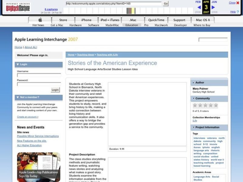 Stories of the American Experience Lesson Plan