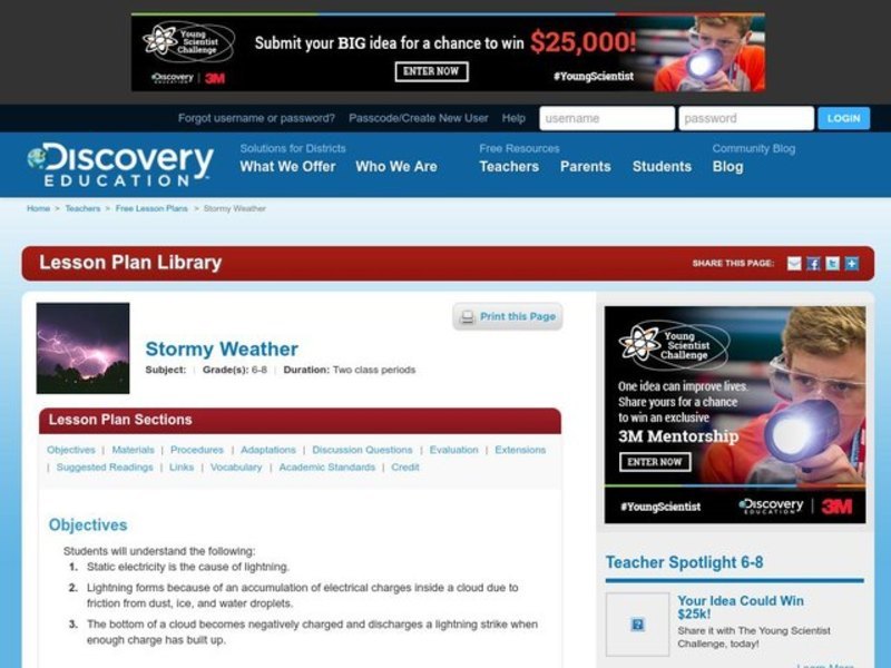 Stormy Weather Lesson Plan