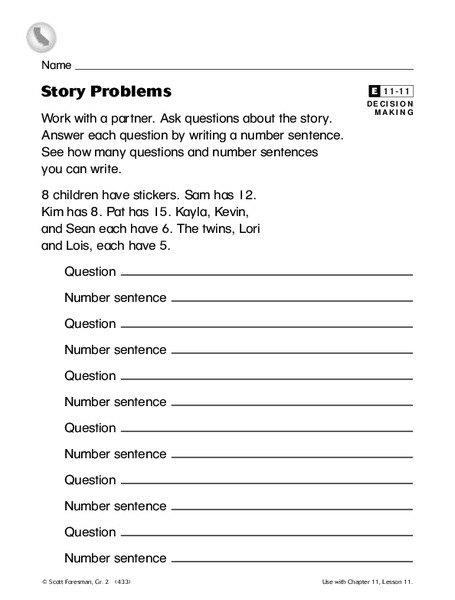 Story Problems Worksheet