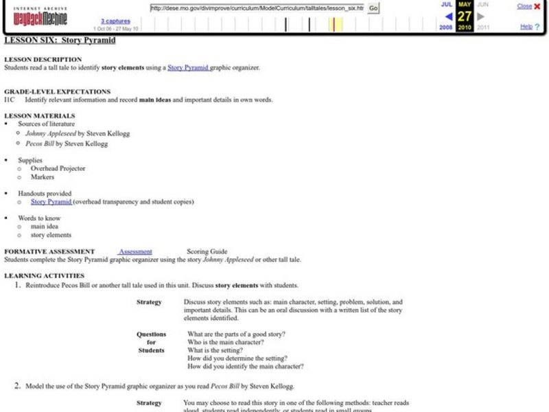 Story Pyramid Lesson Plan
