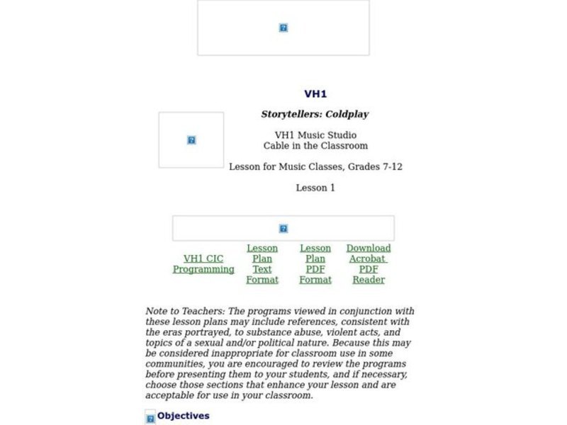 Storytellers: Coldplay Lesson Plan