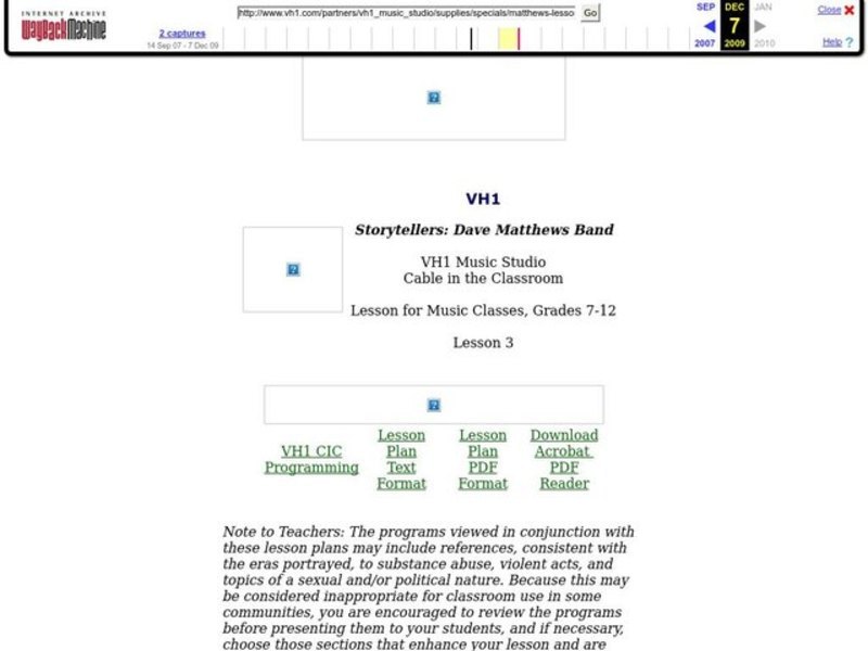 Storytellers: Dave Matthews Band Lesson Plan