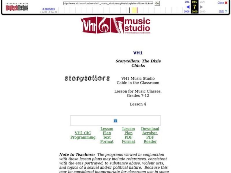 Storytellers: The Dixie Chicks Lesson Plan