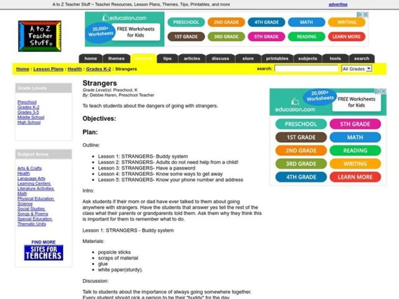 Strangers Lesson Plan