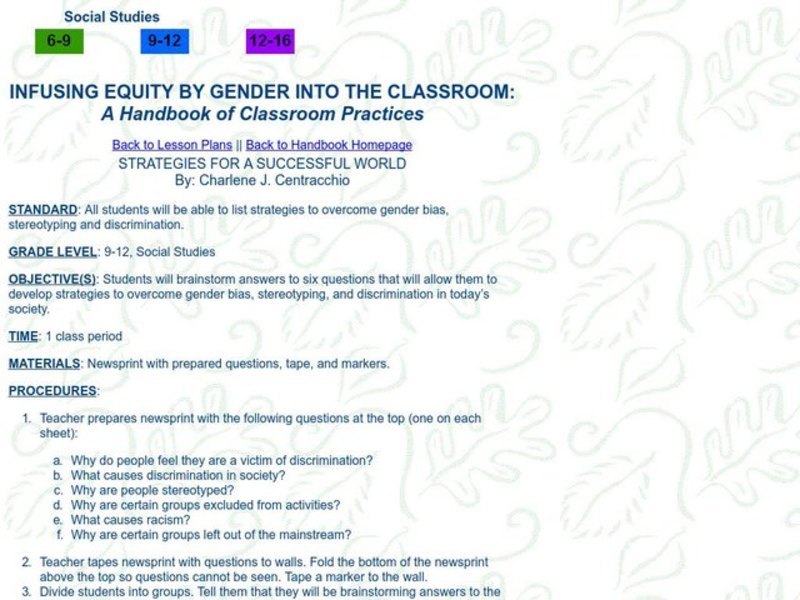 STRATEGIES FOR A SUCCESSFUL WORLD Lesson Plan