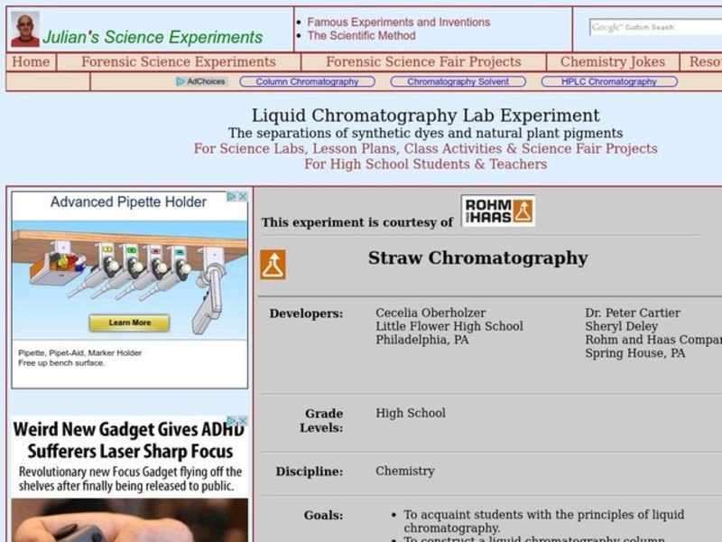 Straw Chromatography Lesson Plan