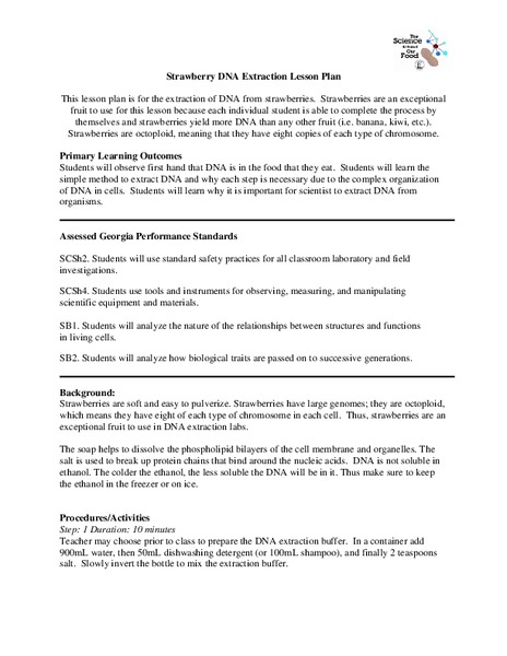 Strawberry DNA Extraction Lesson Plan