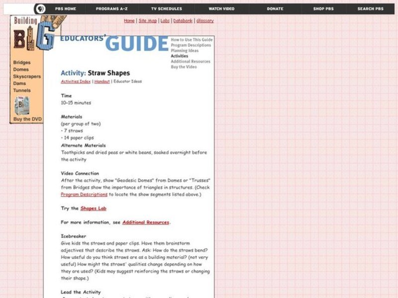 Straw Shapes Lesson Plan