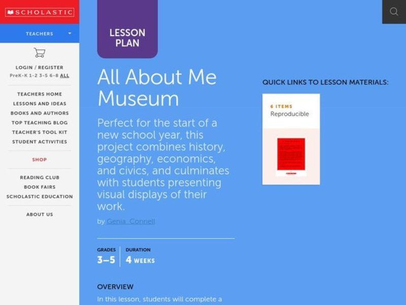 All About Me Museum Lesson Plan