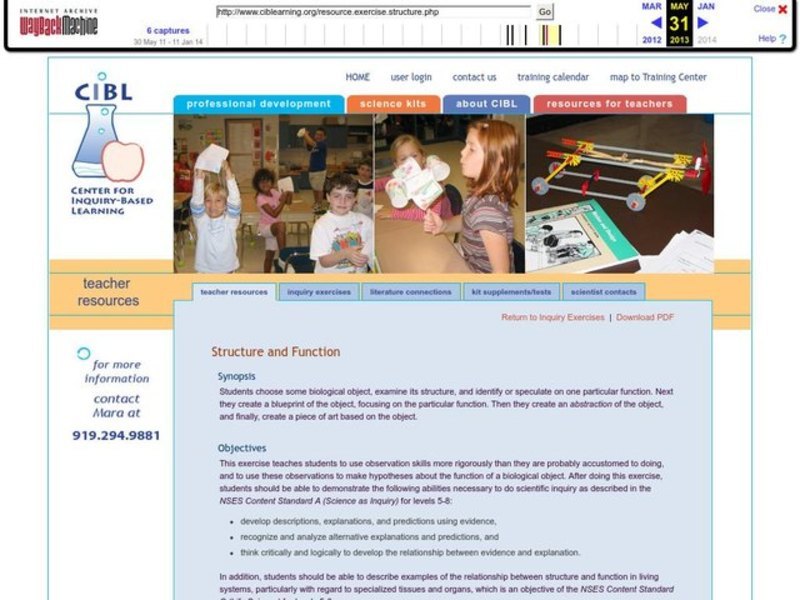 Structure and Function Lesson Plan