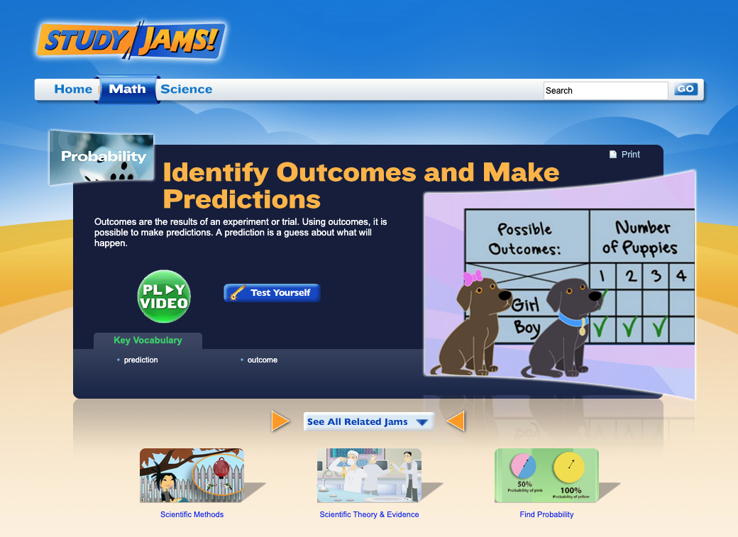 Study Jams! Identify Outcomes and Make Predictions Interactive