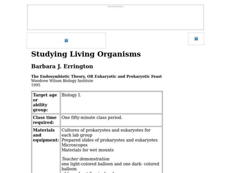 Studying Living Organisms Lesson Plan
