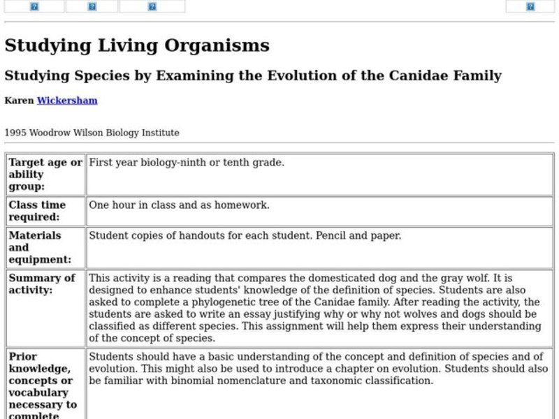 Studying Species by Examining the Evolution of the Canidae Family Lesson Plan