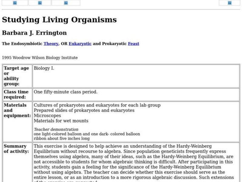 Studying Living Organisms Lesson Plan