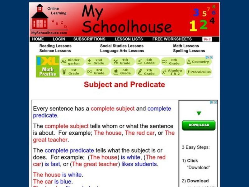Subject and Predicate Worksheet
