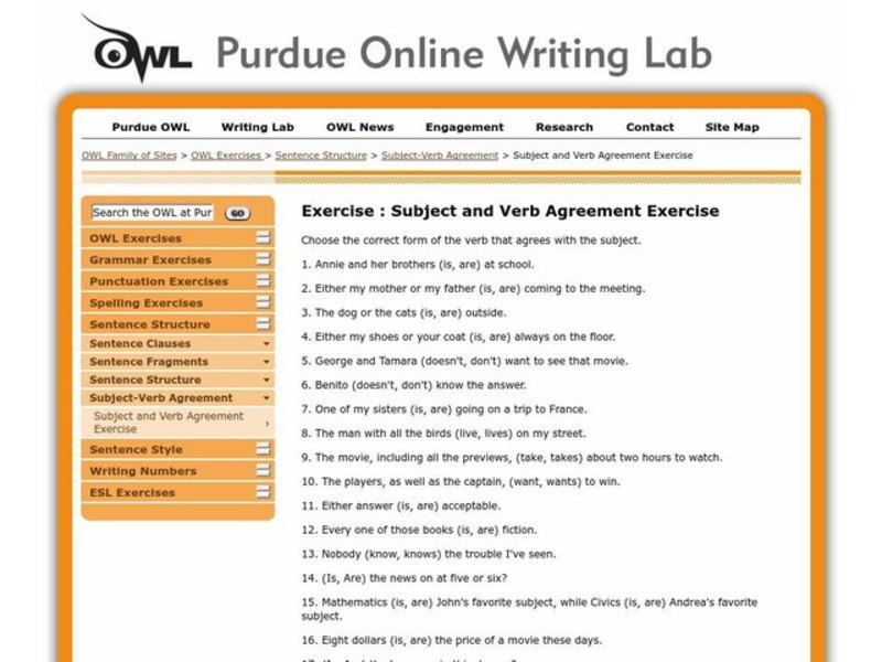 Subject and Verb Agreement Worksheet