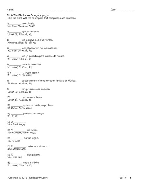 Subject and Verb Agreement Worksheet