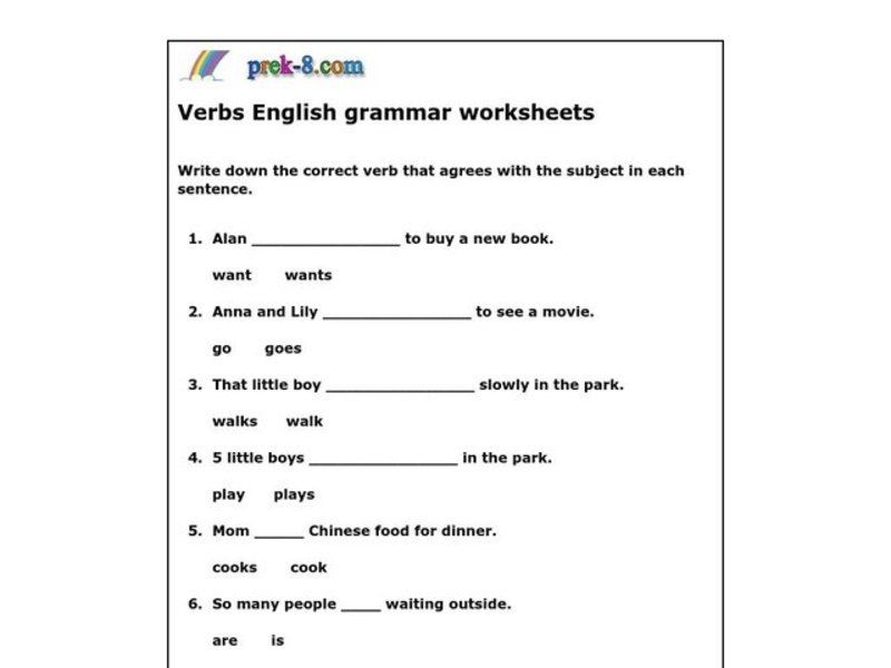 Subject Verb Agreement Worksheet