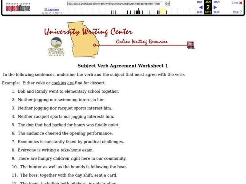 Subject Verb Agreement Worksheet 1 Worksheet