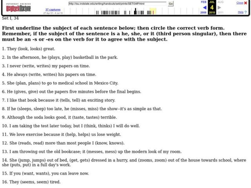 Subject-Verb Agreement Worksheet