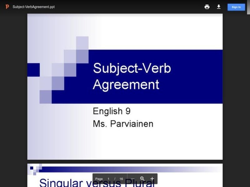 Subject-Verb Agreement PPT