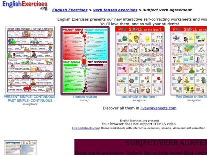 Subject/Verb Agreement Interactive