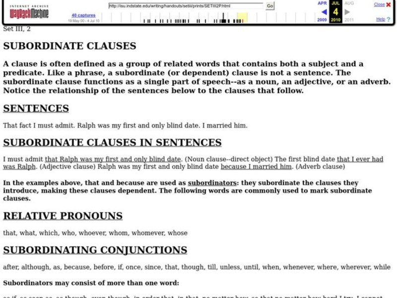Subordinate Clauses Worksheet