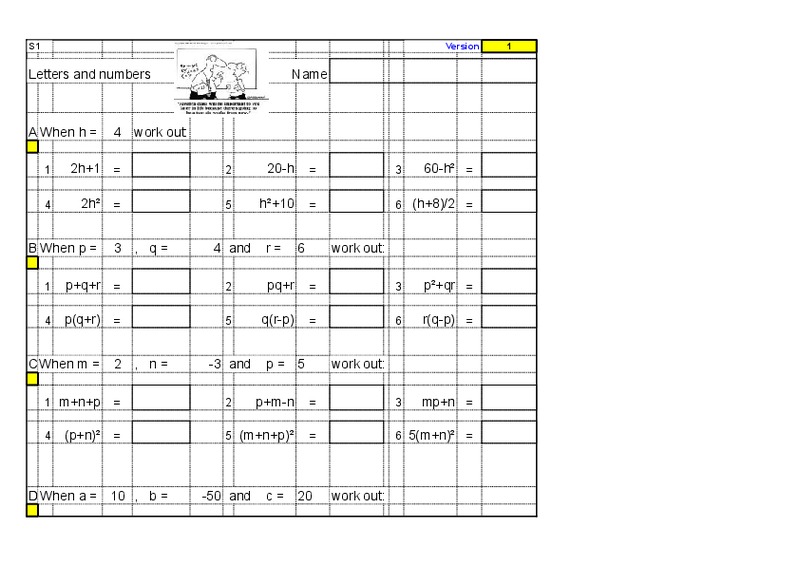 Substitution Worksheet